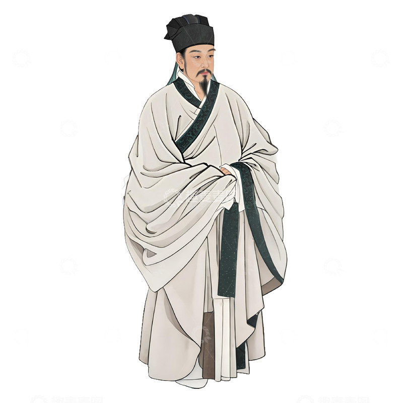 高清大图下载【趣麦麦图】柳宗元古代人物工笔画