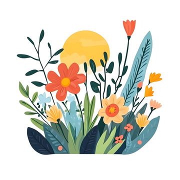 花朵贴纸卡通植物