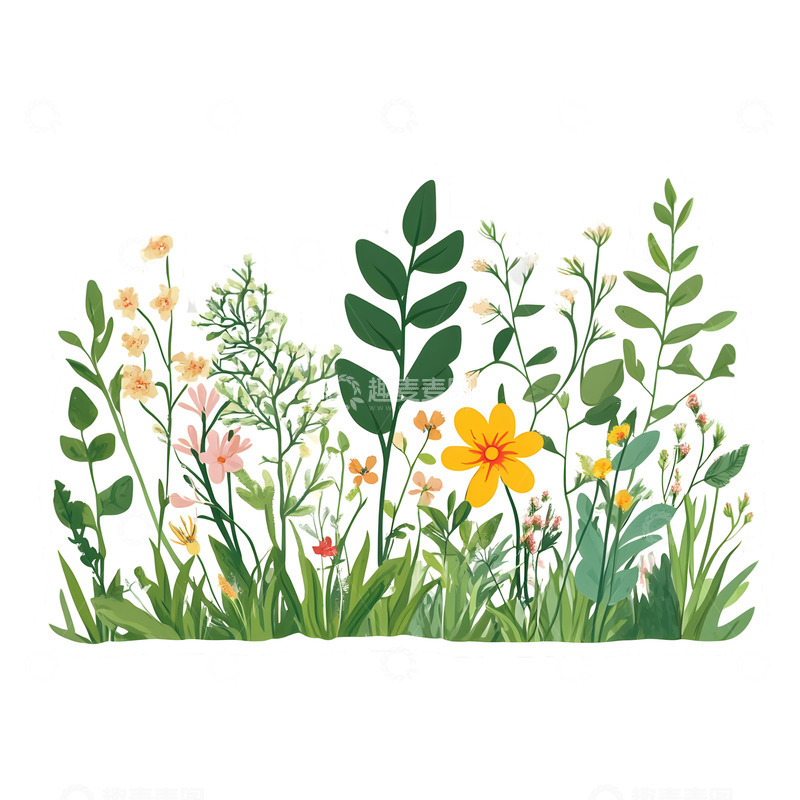 高清大图下载【趣麦麦图】-卡通春季植物贴纸