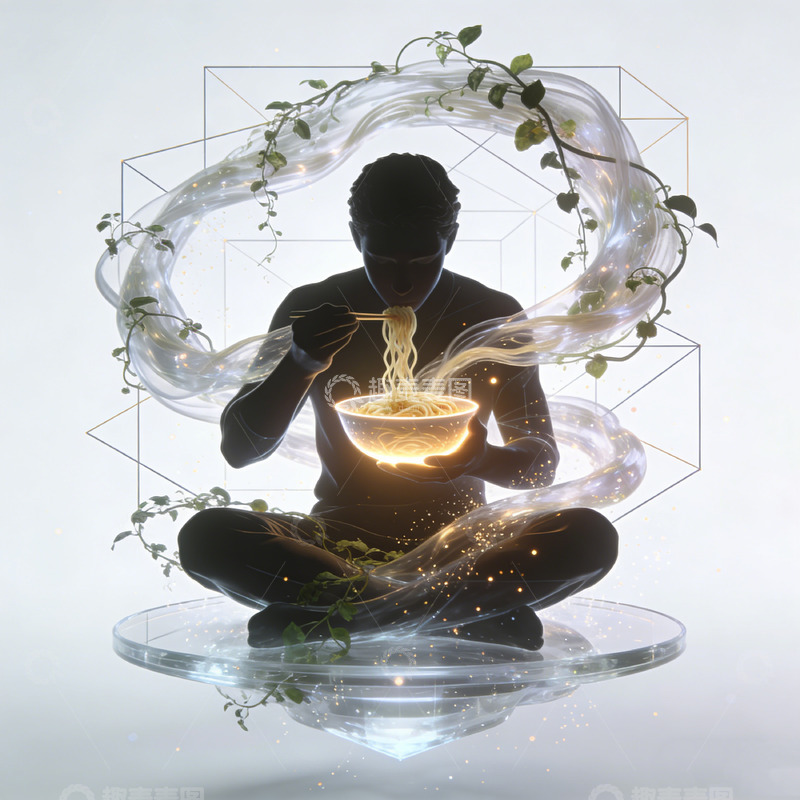 高清大图下载【趣麦麦图】冥想美食幻想艺术插画