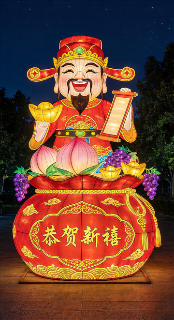 彩灯财神贺新春