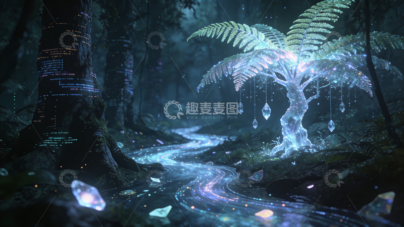 高清大图下载【趣麦麦图】奇幻森林梦幻光影场景