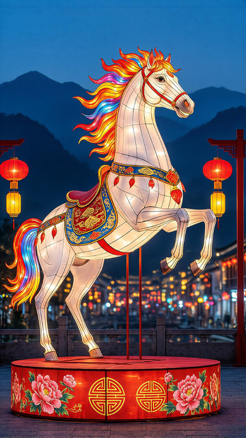 彩灯骏马节日装饰