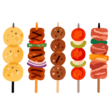 卡通风格烤串美食插画