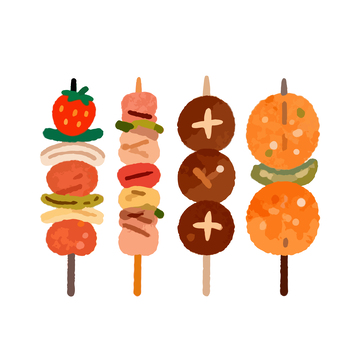 卡通风格烤肉串美食插画素材