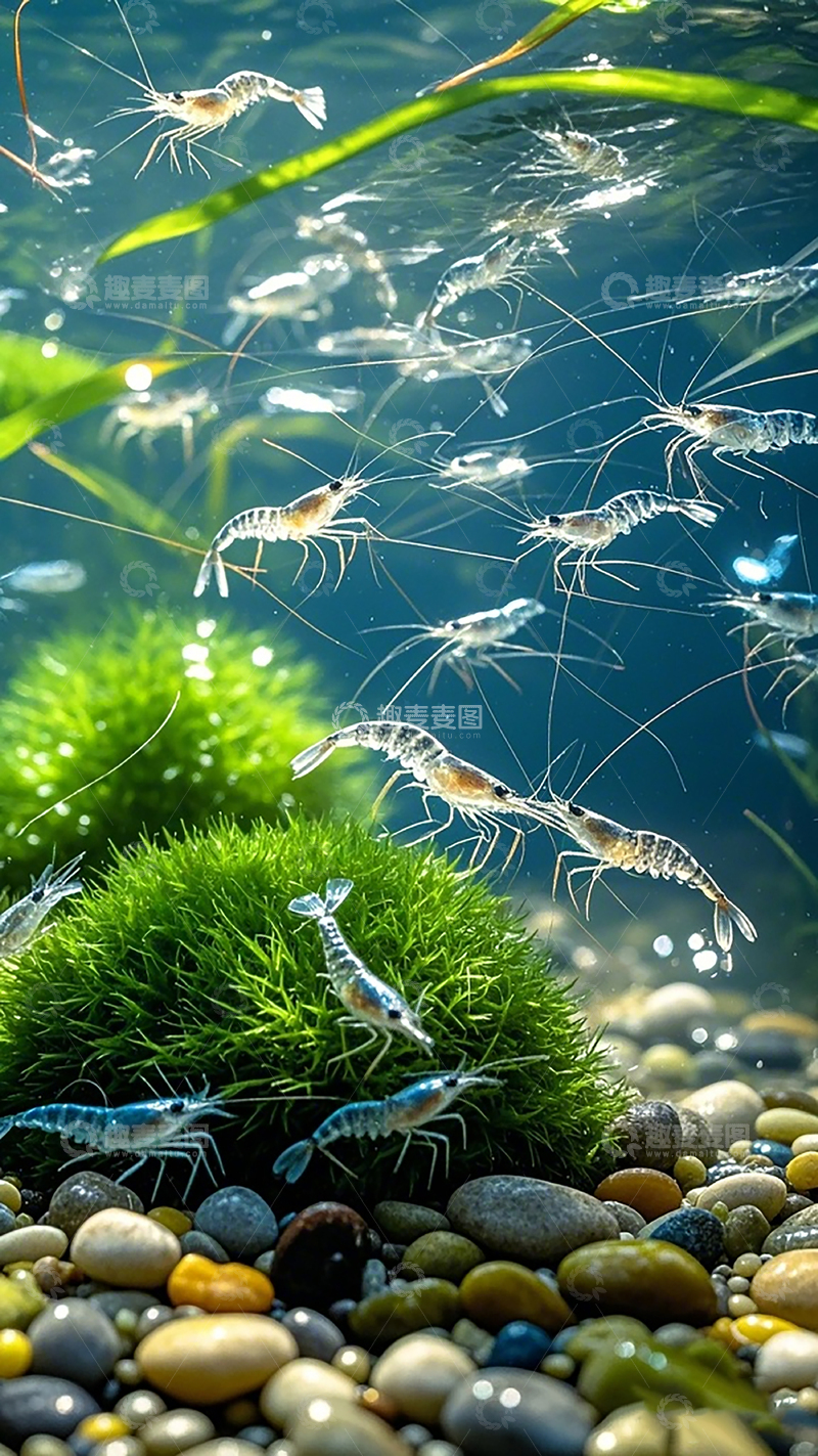 高清大图下载【趣麦麦图】水下虾群生态景观