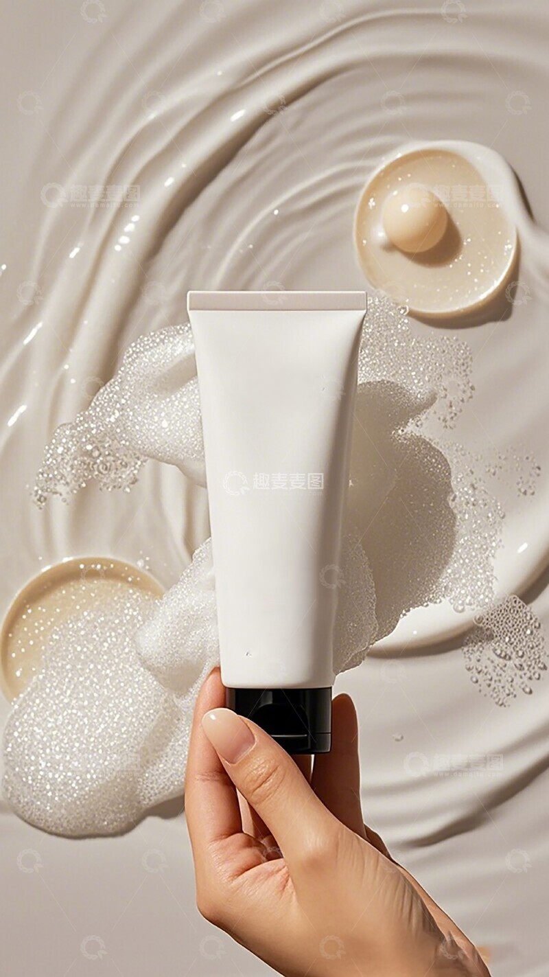 高清大图下载【趣麦麦图】奶油质感化妆品展示图