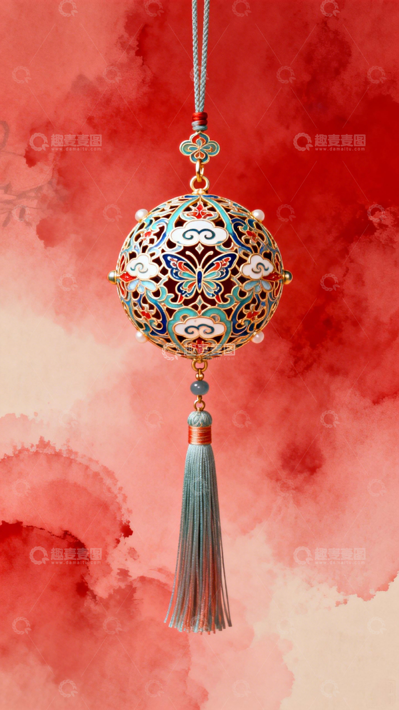 高清大图下载【趣麦麦图】中国风情球挂饰装饰画