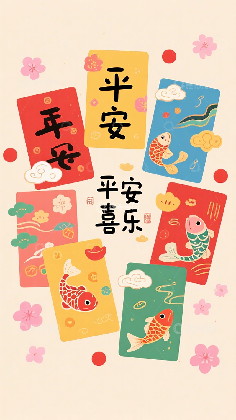 高清大图下载【趣麦麦图】卡通锦鲤红包喜庆设计图