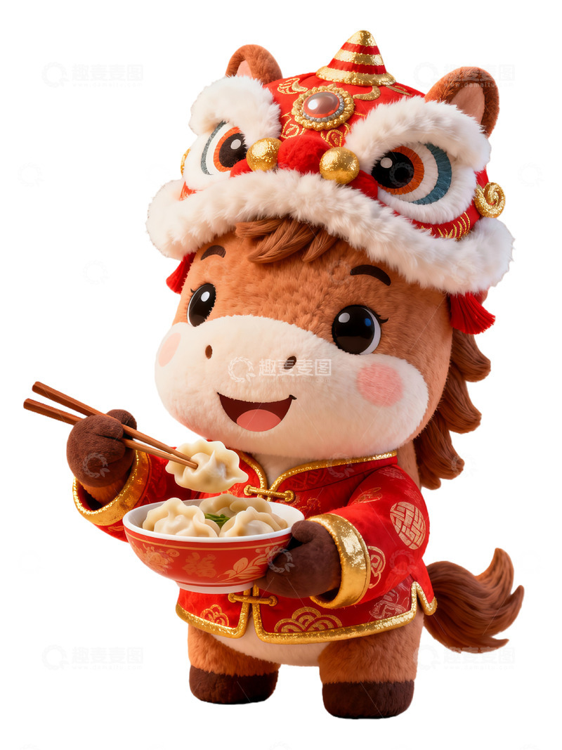 高清大图下载【趣麦麦图】卡通马年新春玩偶