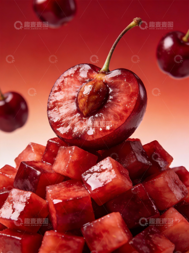 源文件下载【趣麦麦图】车厘子果肉丁特写摄影2