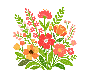 卡通风鲜花插画设计素材