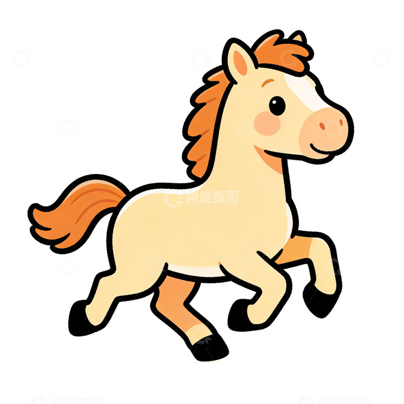 高清大图下载【趣麦麦图】奔跑卡通小马