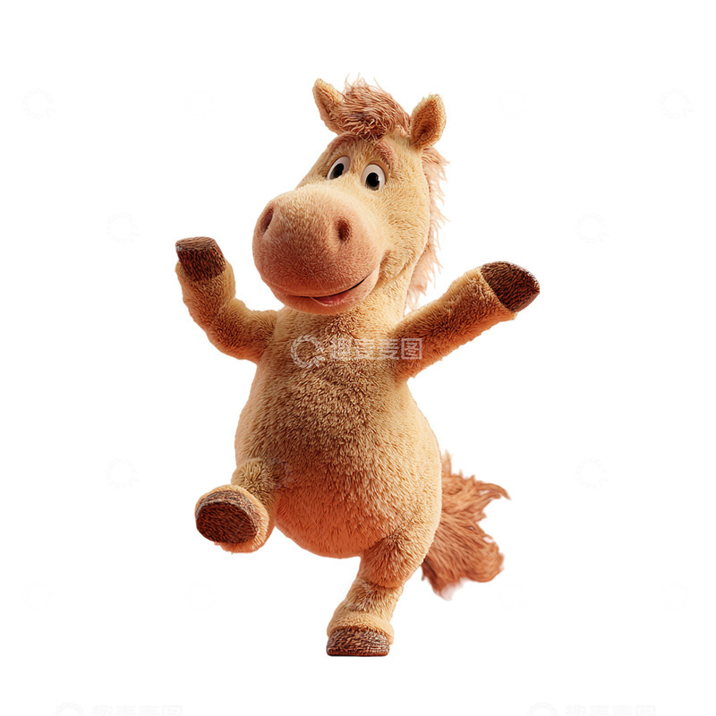 高清大图下载【趣麦麦图】可爱卡通马驹欢快起舞
