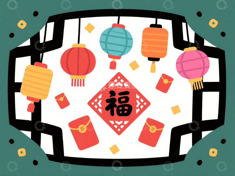 高清大图下载【趣麦麦图】喜庆春节灯笼红包设计素材