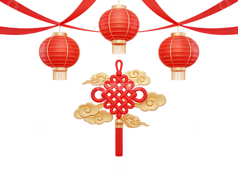 高清大图下载【趣麦麦图】喜庆中国风灯笼中国结设计元素