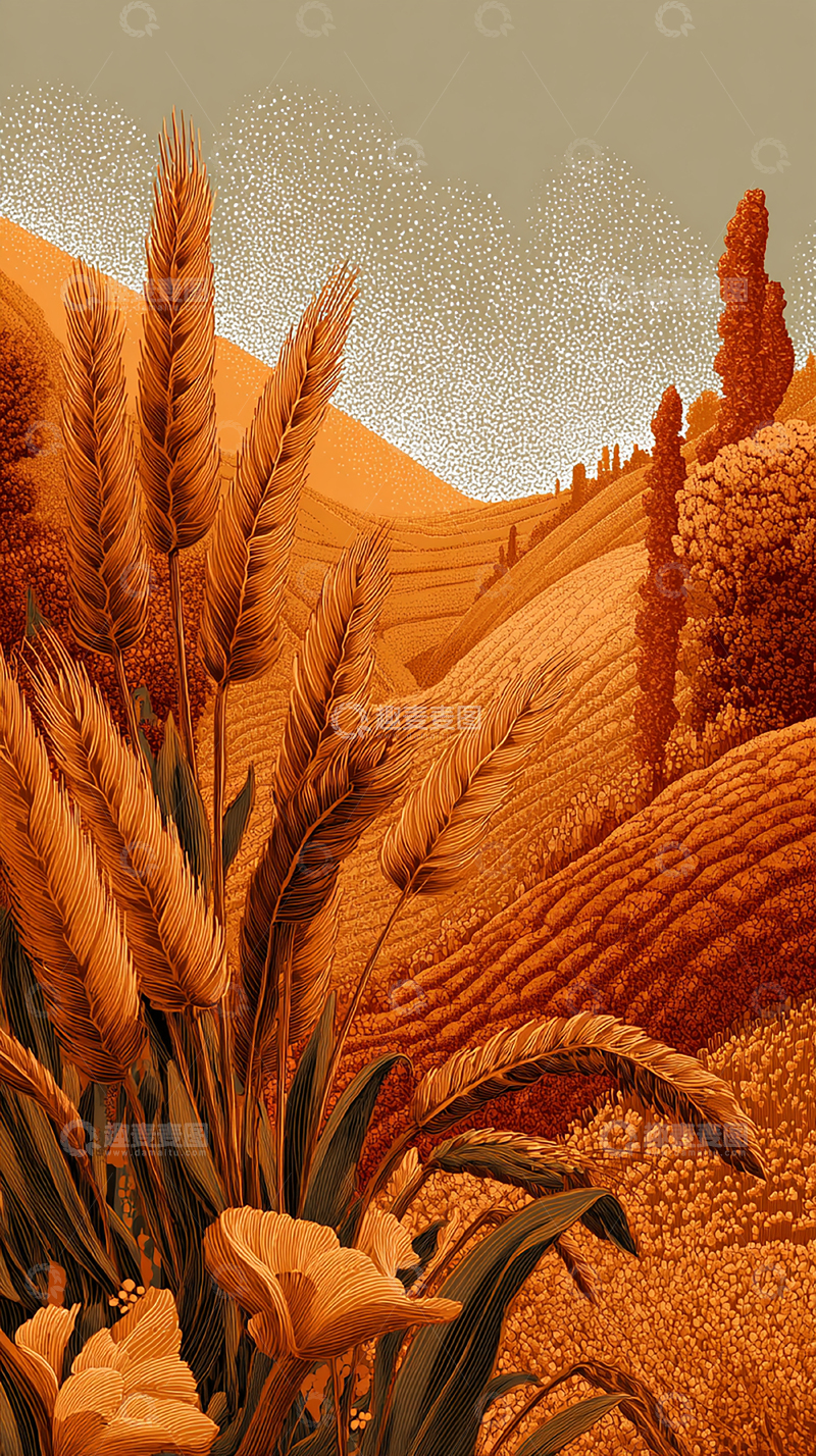 高清大图下载【趣麦麦图】秋日金色麦田风光