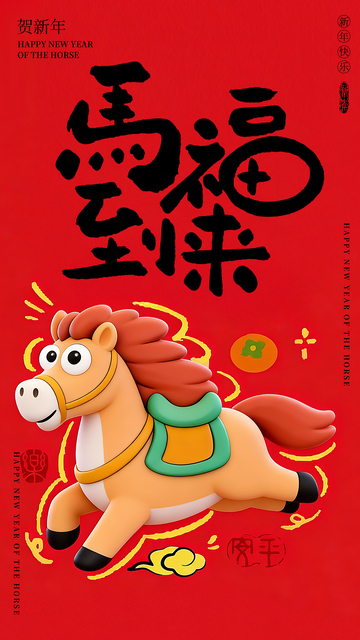 卡通创意马年海报
