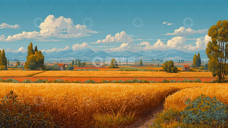 高清大图下载【趣麦麦图】金色麦田的秋日盛景