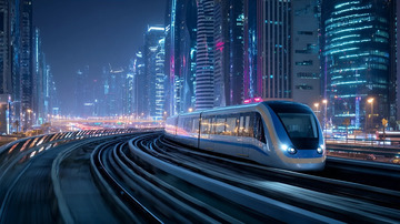 科技光流裹的霓虹街景