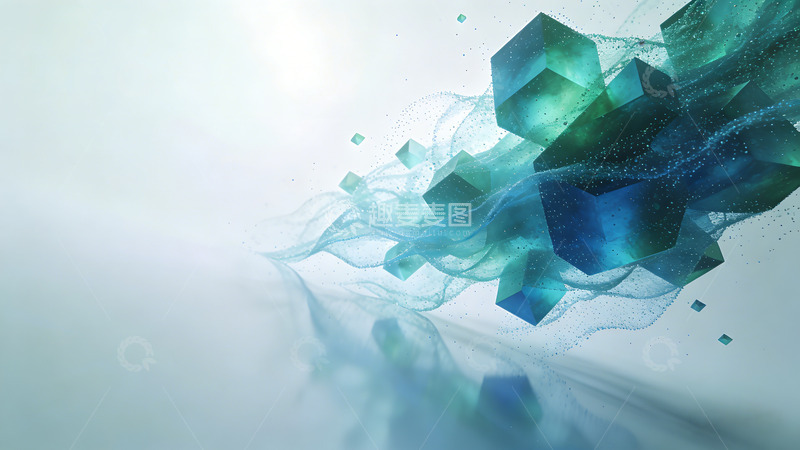高清大图下载【趣麦麦图】抽象蓝绿几何图形动态背景