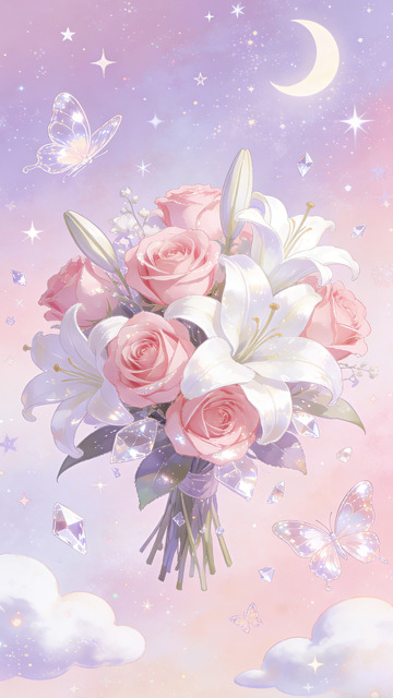 梦幻花束插画壁纸