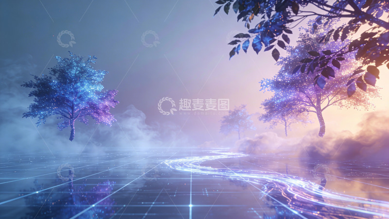 高清大图下载【趣麦麦图】梦幻森林光影场景