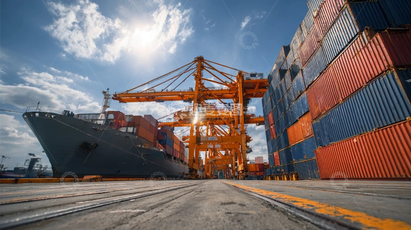 高清大图下载【趣麦麦图】吊机码头里的货柜物流