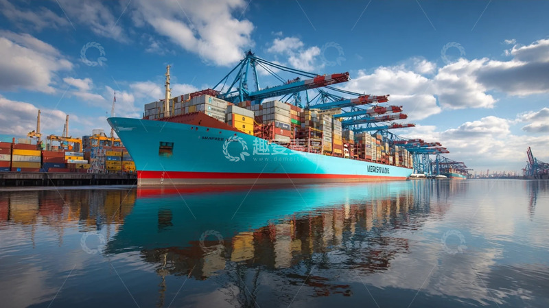 高清大图下载【趣麦麦图】货轮堆场裹的碧海吊机