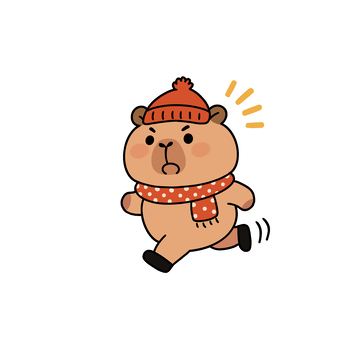 卡通卡皮巴拉奔跑插画素材