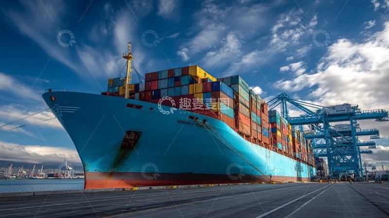 高清大图下载【趣麦麦图】航运物流中的码头晴空