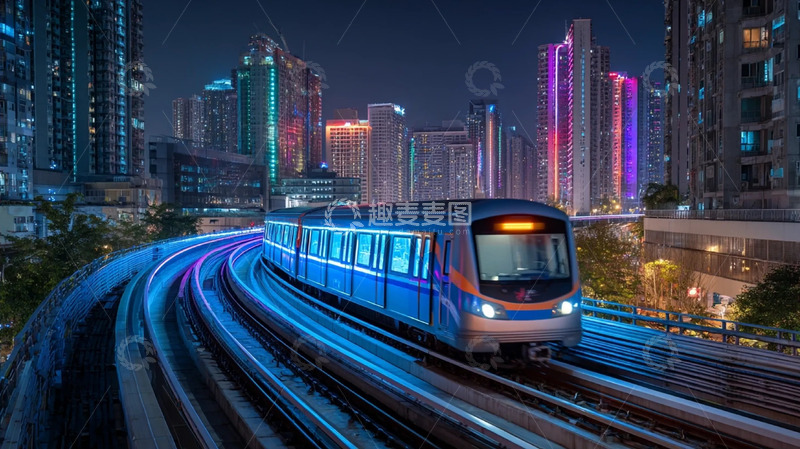 高清大图下载【趣麦麦图】光流车轨间的未来楼宇