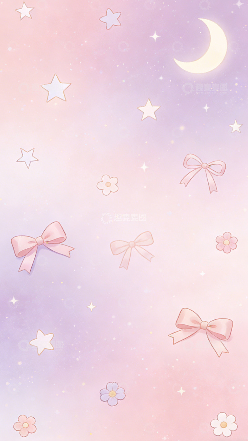高清大图下载【趣麦麦图】梦幻星空蝴蝶结壁纸
