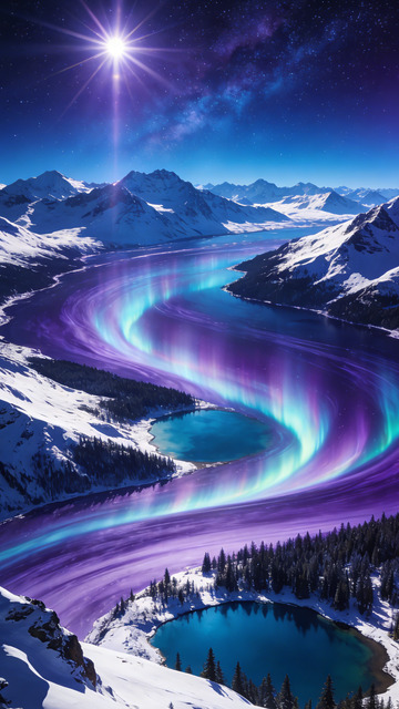 极光雪山梦幻景观