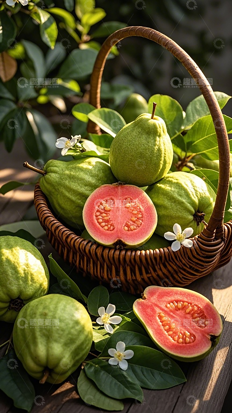 高清大图下载【趣麦麦图】田园风番石榴水果篮摄影