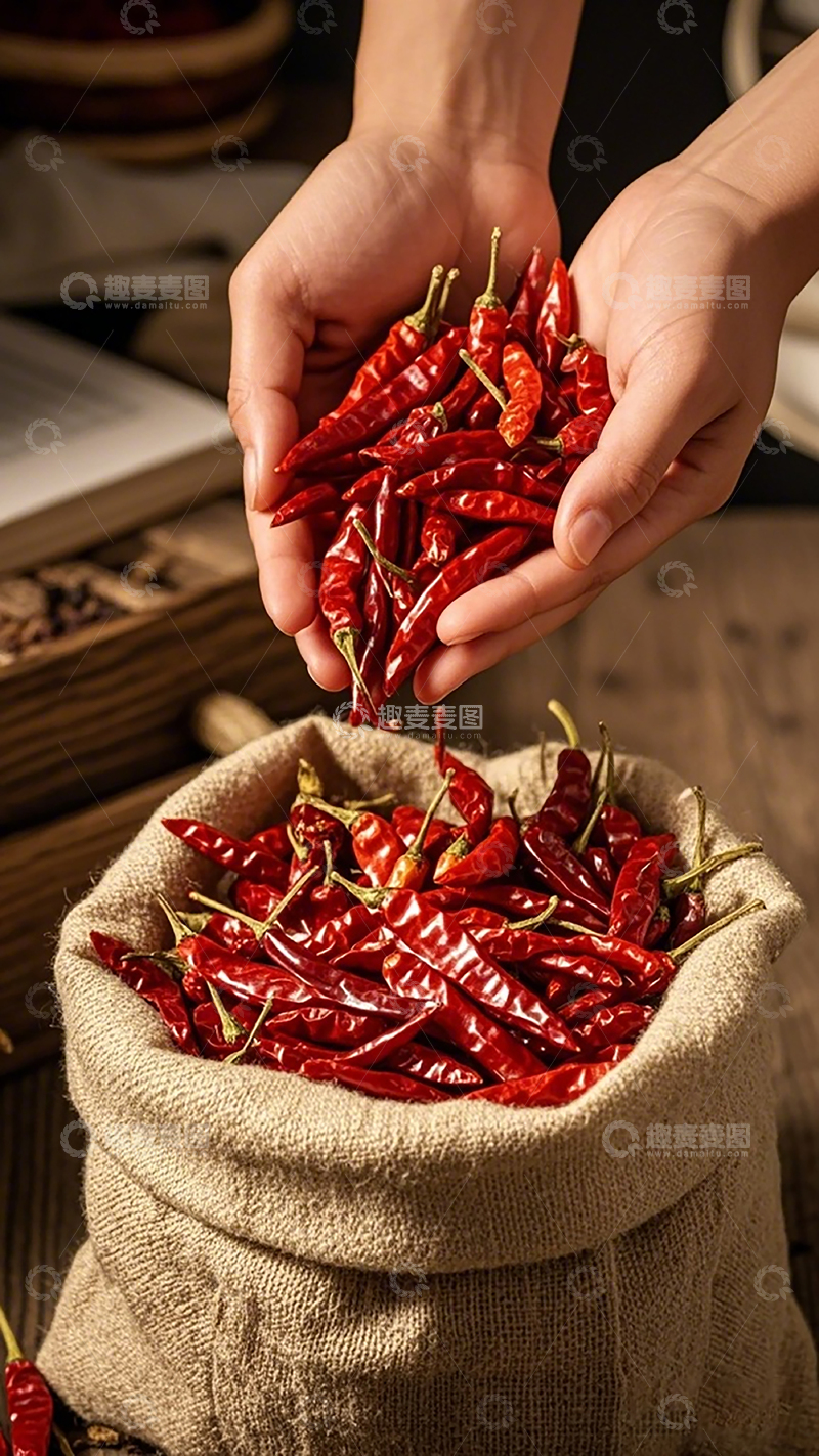 高清大图下载【趣麦麦图】红辣椒满袋丰收