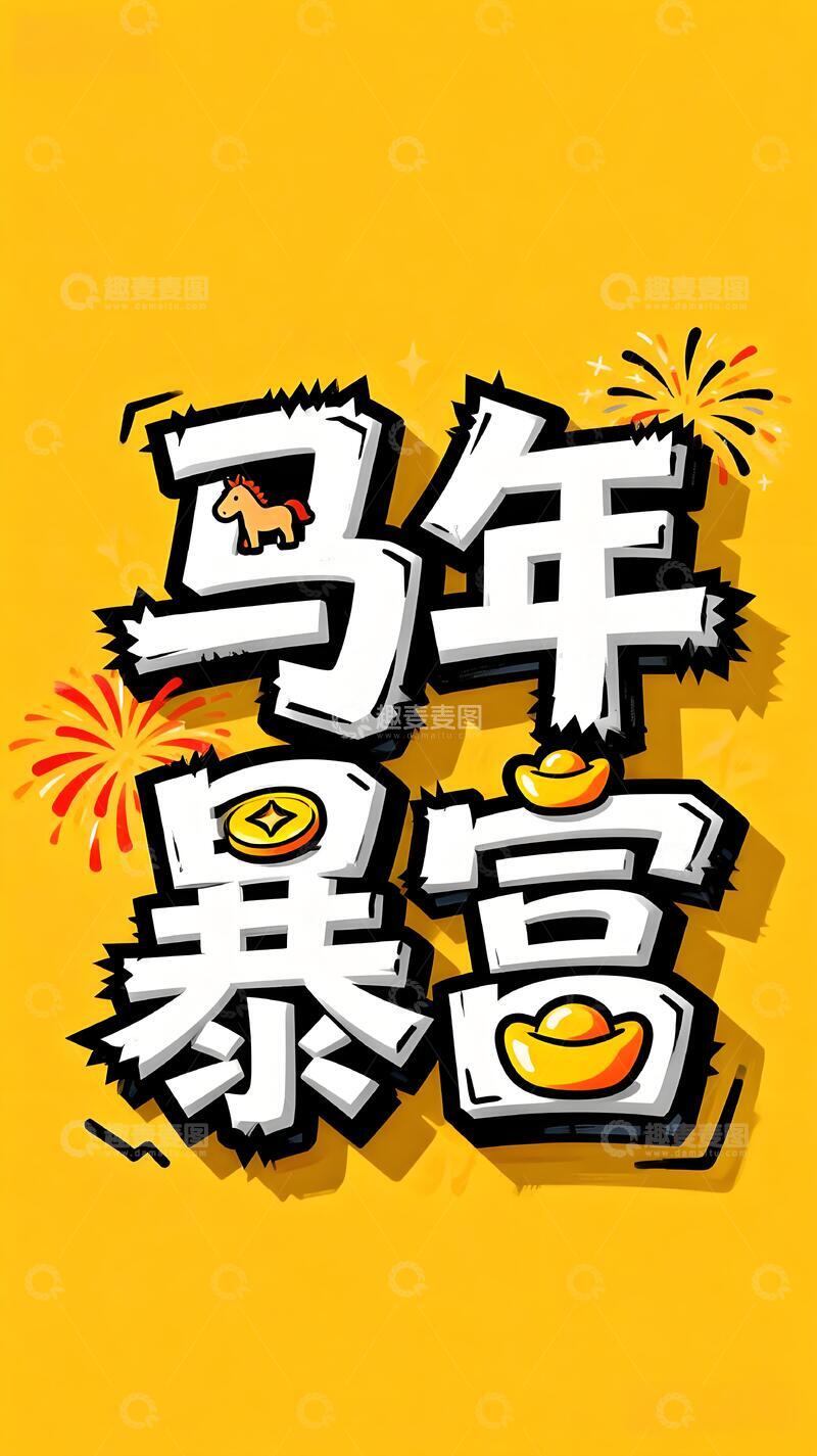 高清大图下载【趣麦麦图】马年喜庆艺术字设计素材创意