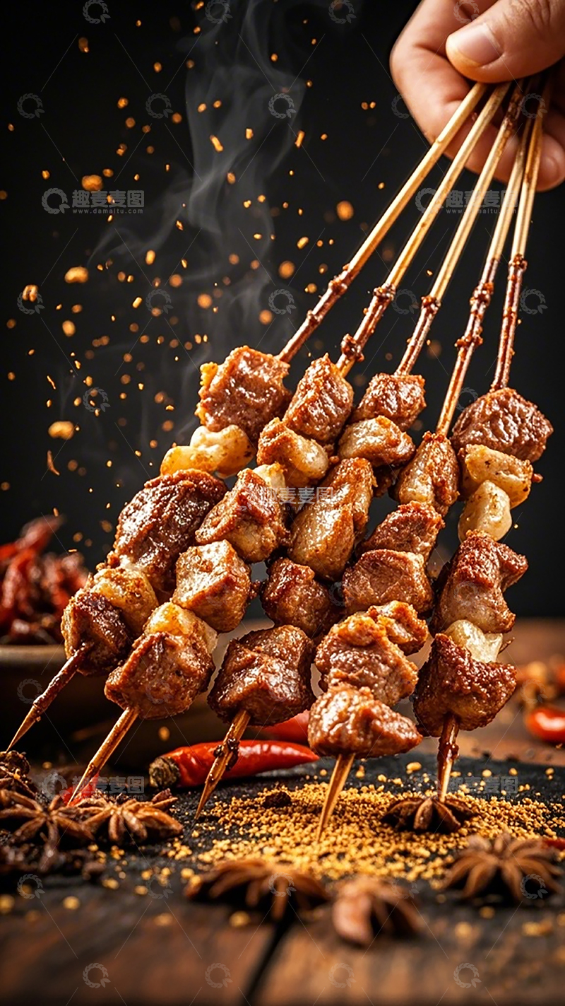 高清大图下载【趣麦麦图】烤肉串美食摄影图片