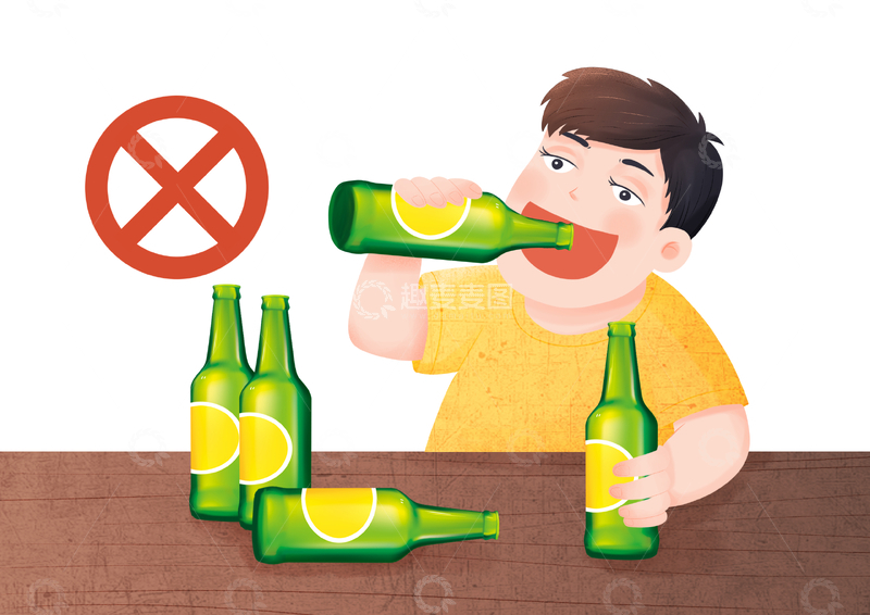 源文件下载【趣麦麦图】禁止未成年人饮酒插画