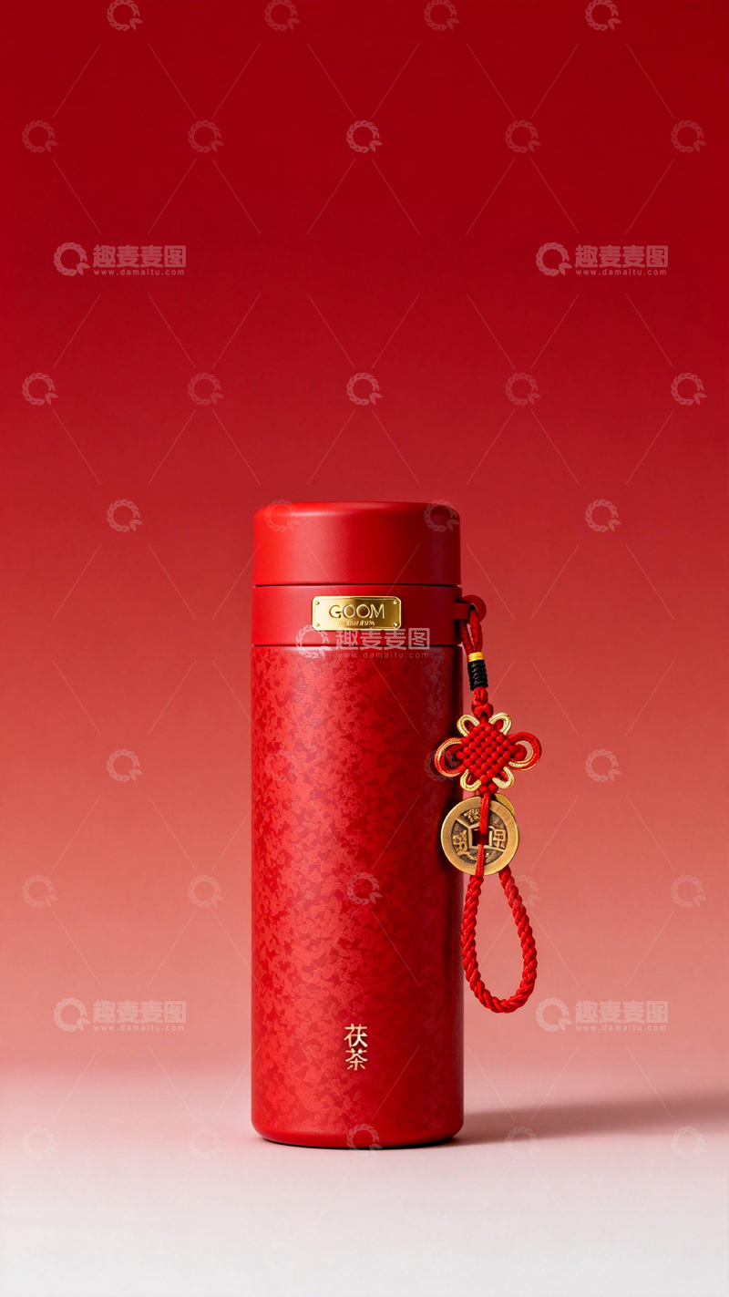 高清大图下载【趣麦麦图】红色保温瓶中国结装饰设计