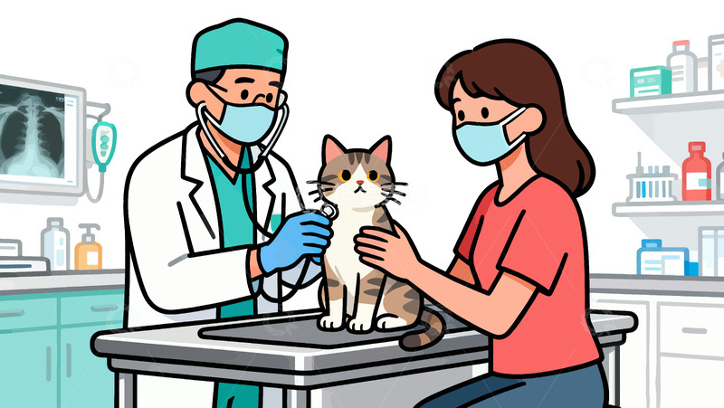 源文件下载【趣麦麦图】兽医诊所检查卡通插画