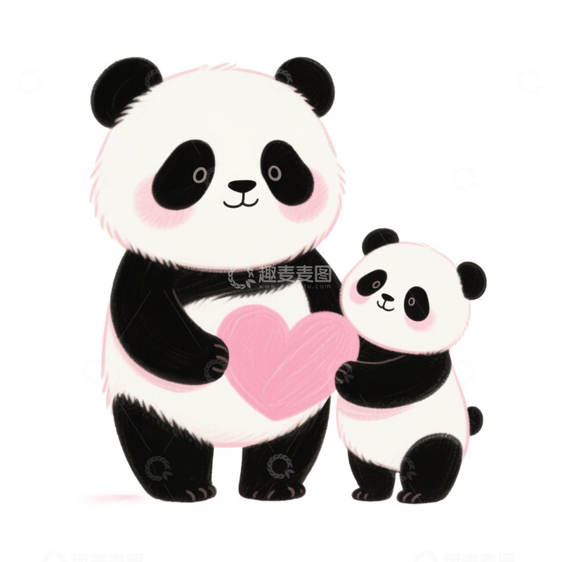 高清大图下载【趣麦麦图】亲子动物熊猫免抠元素