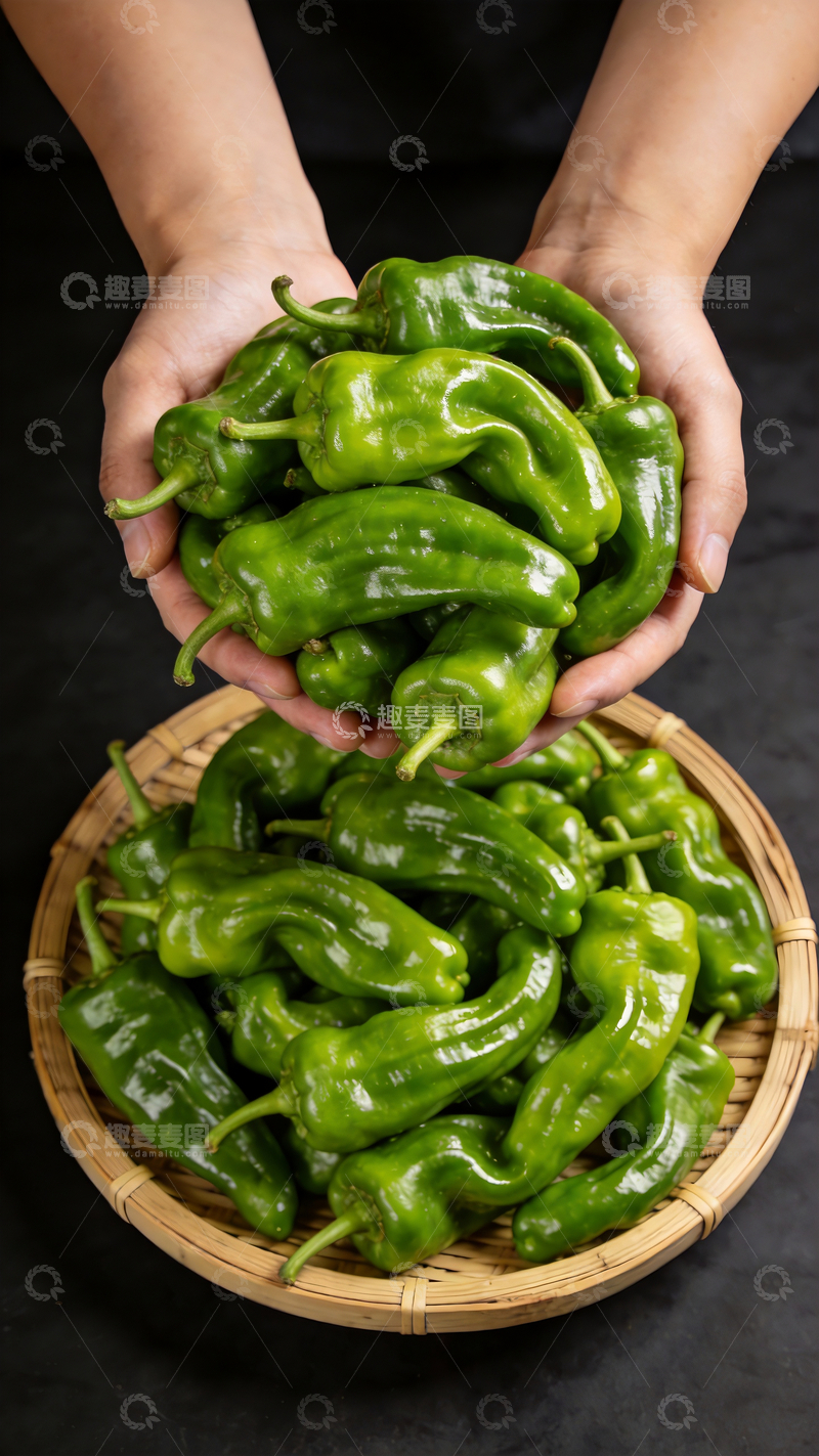 源文件下载【趣麦麦图】簸箕里的青皮辣椒2