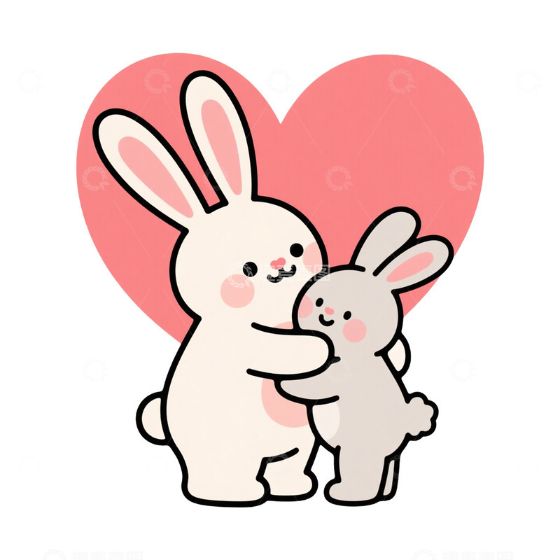 高清大图下载【趣麦麦图】亲子动物兔子免抠元素