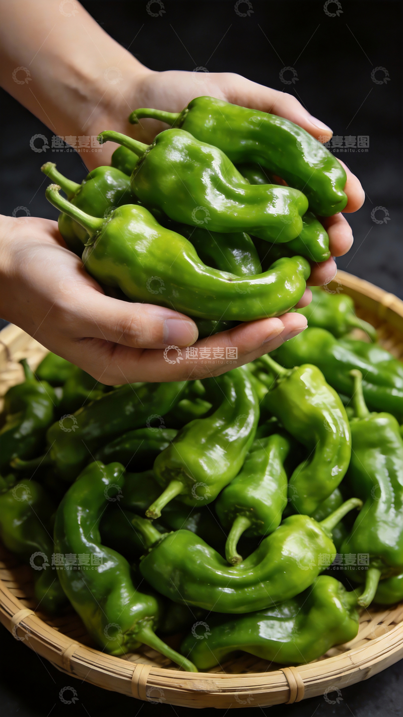 源文件下载【趣麦麦图】簸箕里的青皮辣椒4