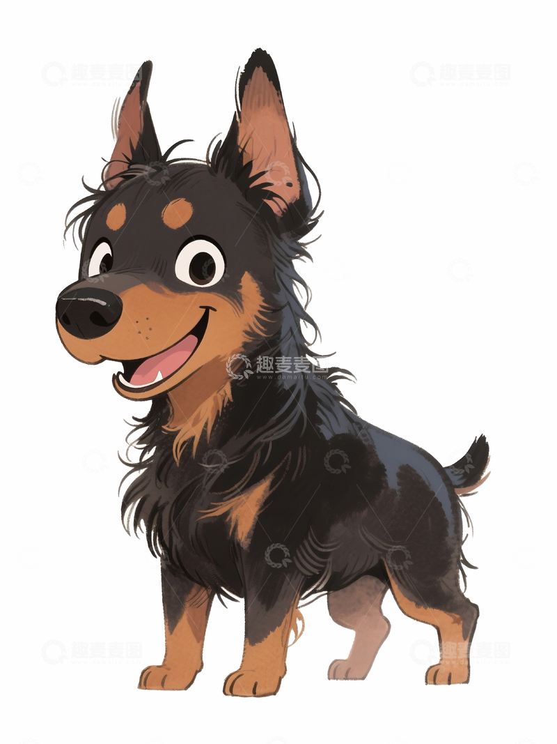 源文件下载【趣麦麦图】卡通插画罗威纳犬2