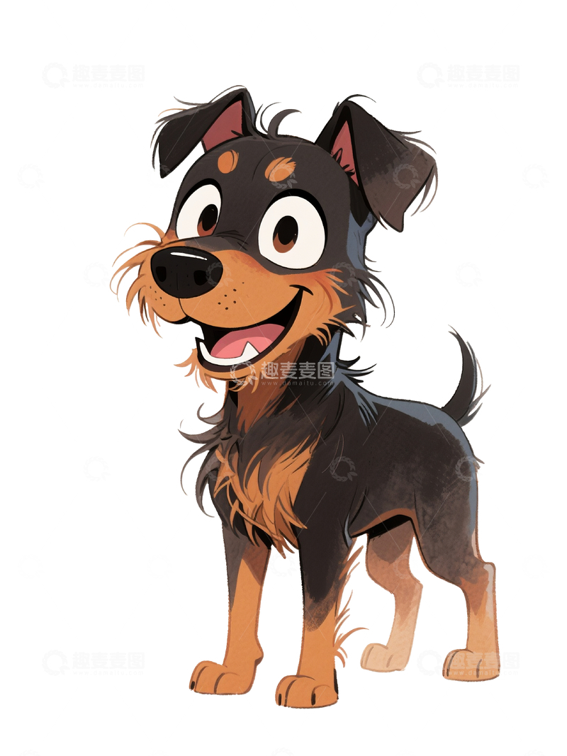 源文件下载【趣麦麦图】卡通插画罗威纳犬1