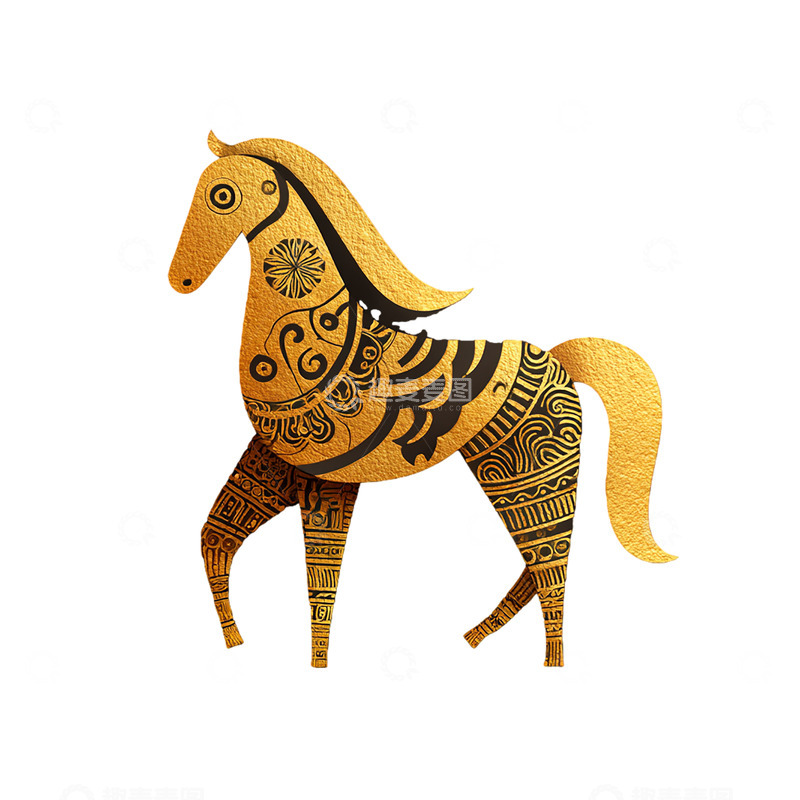 高清大图下载【趣麦麦图】金色马的神秘符号