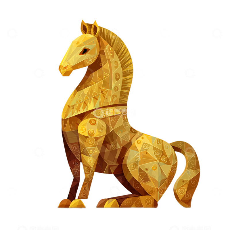 高清大图下载【趣麦麦图】金色立体狮子雕塑