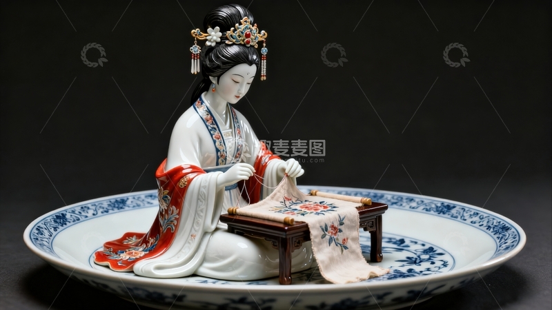 高清大图下载【趣麦麦图】文创古装陶瓷侍女-秀女01